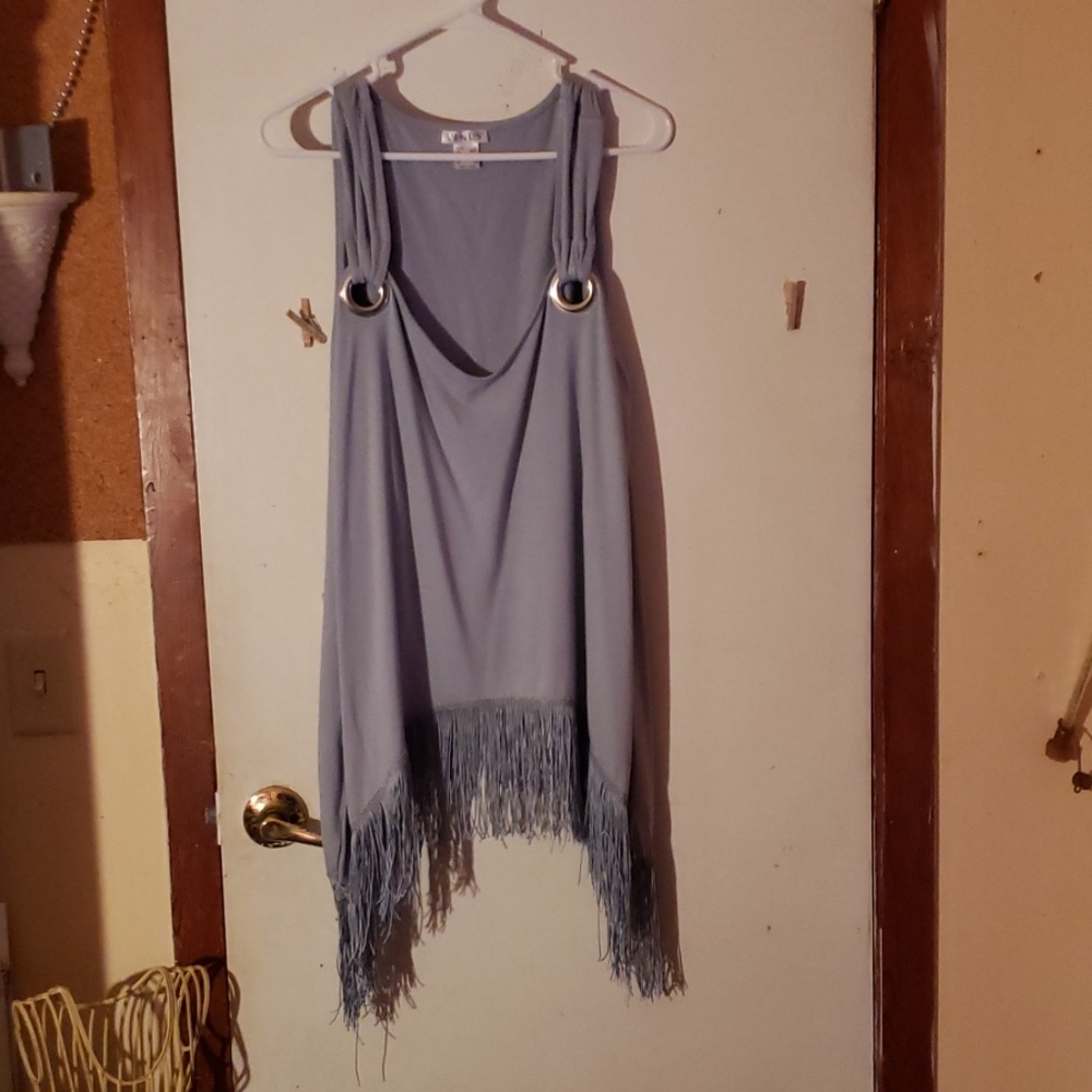 Shark sides blue fringe shirt
